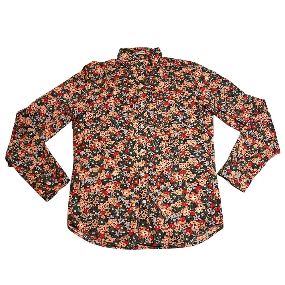 J. Crew Mens Secret Wash Shirting Slim Untucked Floral Button Shirt Size S Short